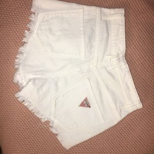 Guess white jean shorts
